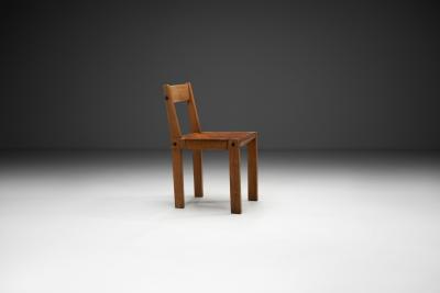 Pierre Chapo Pierre Chapo Model S24 Elm and Leather Chair France ca 1960s