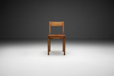 Pierre Chapo Pierre Chapo Model S24 Elm and Leather Chair France ca 1960s