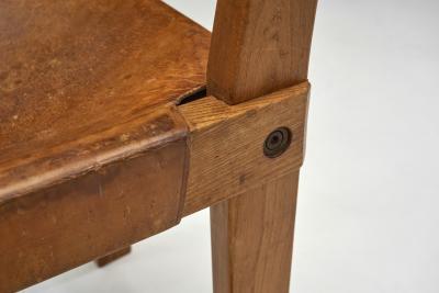 Pierre Chapo Pierre Chapo Model S24 Elm and Leather Chair France ca 1960s