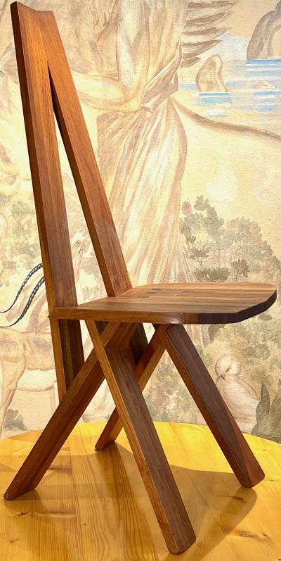 Pierre Chapo Pierre Chapo S42 rare set of 6 brutalist elm dinning chairs