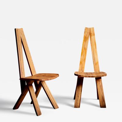 Pierre Chapo Pierre Chapo S45 Pair of Chairs in Elm Wood