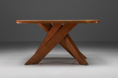 Pierre Chapo Pierre Chapo Solid Elm Dining Table Model T35B 1960s