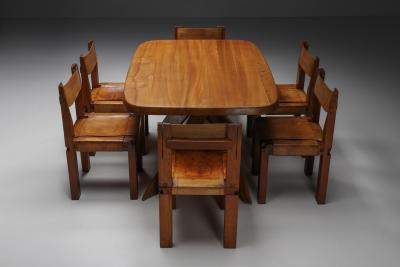 Pierre Chapo Pierre Chapo Solid Elm Dining Table Model T35B 1960s