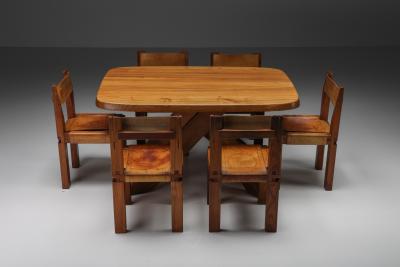 Pierre Chapo Pierre Chapo Solid Elm Dining Table Model T35B 1960s