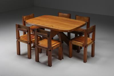 Pierre Chapo Pierre Chapo Solid Elm Dining Table Model T35B 1960s