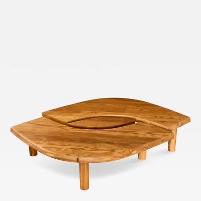 Pierre Chapo Pierre Chapo T22 Bow Handcrafted Modular Low Table in Elm for Chapo Cr ation