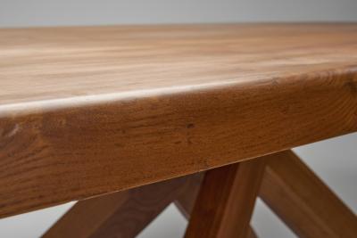 Pierre Chapo Pierre Chapo T35D Large Elm Dining Table with Bundled Base France 1973