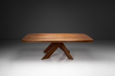 Pierre Chapo Pierre Chapo T35D Large Elm Dining Table with Bundled Base France 1973