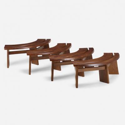 Pierre Chapo SET OF 4 ELMWOOD BENCHES MODEL S38 BY PIERRE CHAPO