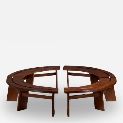 Pierre Chapo SET OF 4 ELMWOOD BENCHES MODEL S38 BY PIERRE CHAPO