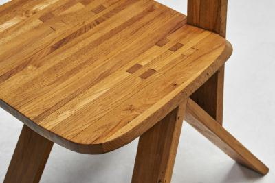 Pierre Chapo Set of Four Pierre Chapo S45 Dining Chairs in Solid Elm France 1970s