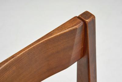 Pierre Chapo Set of Six S24 Pierre Chapo Dining Chairs in Elm and Tan Leather France 1967