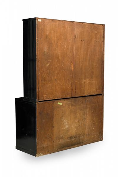 Pierre Chareau French Art Deco Two Piece Ebonized Tall Cabinet