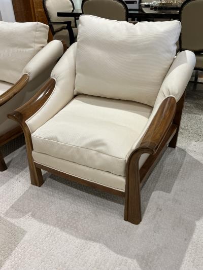 Pierre Chareau Pair of French Art Deco Walnut Lounge Chairs in the Style of Pierre Chareau