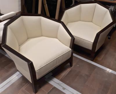 Pierre Chareau Pierre Chareau pair of modernist Makassar lounge chairs