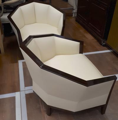 Pierre Chareau Pierre Chareau pair of modernist Makassar lounge chairs