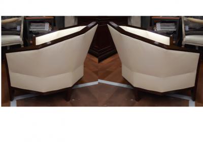 Pierre Chareau Pierre Chareau pair of modernist Makassar lounge chairs