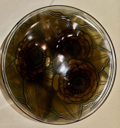 Pierre DAvesn P DAvesn Art Deco Glass Bowl France 1930s