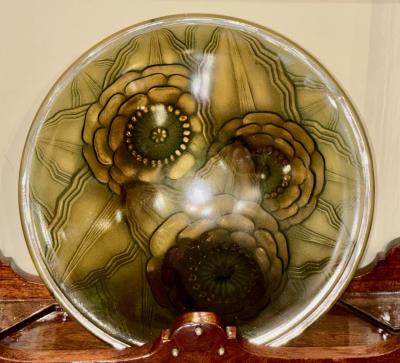 Pierre DAvesn P DAvesn Art Deco Glass Bowl France 1930s