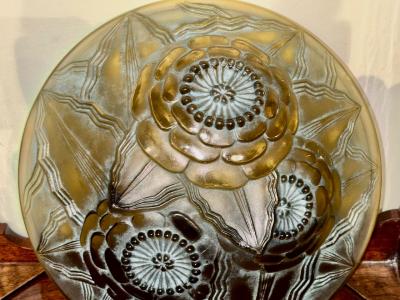 Pierre DAvesn P DAvesn Art Deco Glass Bowl France 1930s