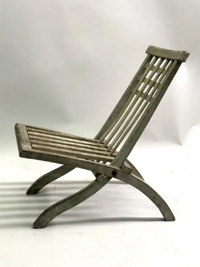 Pierre Dariel Early French Mid Century Modern Folding Lounge Chair by Robert Mallet Stevens