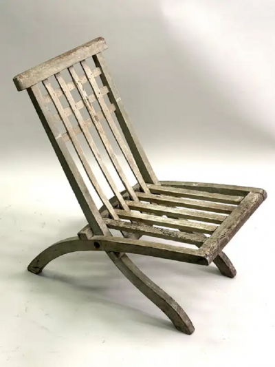 Pierre Dariel Early French Mid Century Modern Folding Lounge Chair by Robert Mallet Stevens
