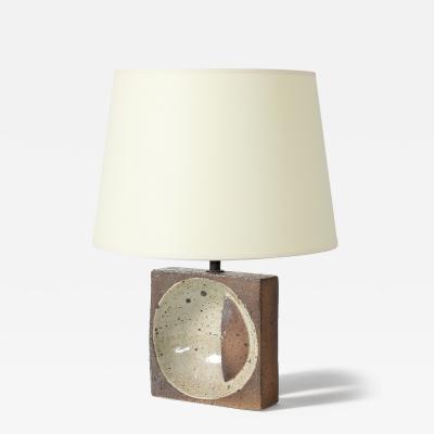 Pierre Digan Glazed Ceramic Geometric Table Lamp by Pierre Digan France c 1970