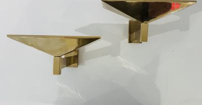 Pierre Disderot Pair of Pierre Disderot Verre Lumiere French 1980s Gold Wall Lamps