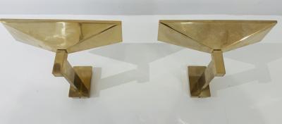 Pierre Disderot Pair of Pierre Disderot Verre Lumiere French 1980s Gold Wall Lamps