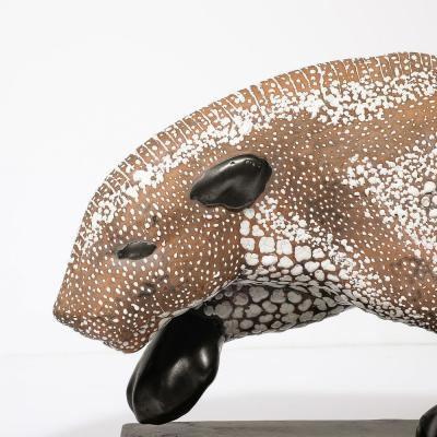 Pierre E Leysalle Art Deco Glazed Ceramic Panther Sculpture Signed E Pierre for Atelier Primavera