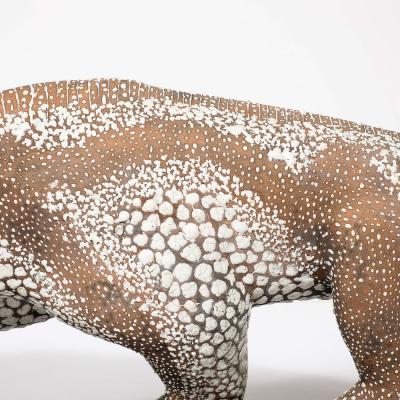 Pierre E Leysalle Art Deco Glazed Ceramic Panther Sculpture Signed E Pierre for Atelier Primavera