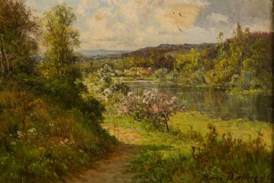 Pierre Ernest Ballue French 19 20th Century oil on canvas of a summer landscape by Pierre Ernest Ba