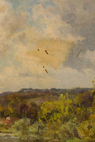 Pierre Ernest Ballue French 19 20th Century oil on canvas of a summer landscape by Pierre Ernest Ba
