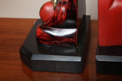 Pierre Ernest Bouret Beautiful Pair of Art Deco Cubist Bookends by Bouret