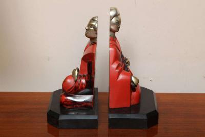 Pierre Ernest Bouret Beautiful Pair of Art Deco Cubist Bookends by Bouret