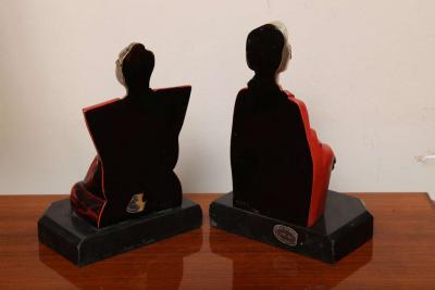 Pierre Ernest Bouret Beautiful Pair of Art Deco Cubist Bookends by Bouret