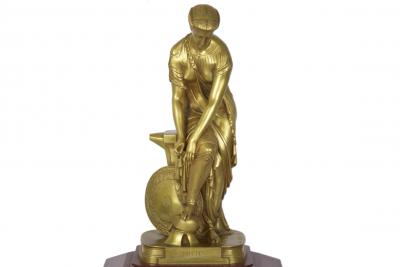 Pierre Eug ne Emile H bert Thetis Bronze Sculpture Mantel Clock Pierre Emile H bert Georges Servant