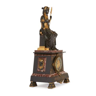 Pierre Eug ne Emile Herbert Egyptian Revival gilt bronze clock set attributed to P E F Herbert
