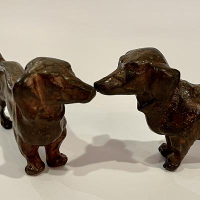 Pierre Fichet Pierre Chenet Pair of Dachunds Bronze Scupltures Stamped