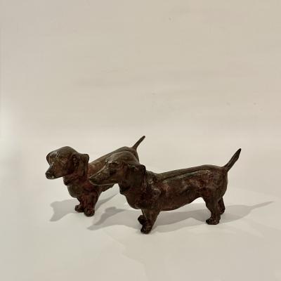 Pierre Fichet Pierre Chenet Pair of Dachunds Bronze Scupltures Stamped