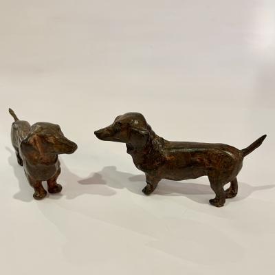 Pierre Fichet Pierre Chenet Pair of Dachunds Bronze Scupltures Stamped