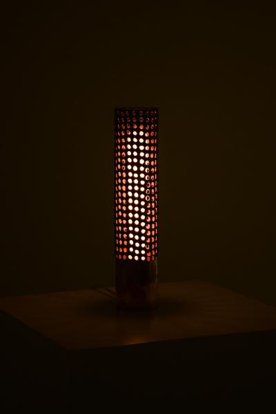 Pierre Forssell Cylindrical Brass Table Lamp by Pierre Forssell 1950s