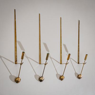 Pierre Forssell Set of Four Brass Wall Candle Holders Mod 607 by Pierre Forssell for Skultuna
