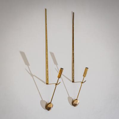 Pierre Forssell Set of Four Brass Wall Candle Holders Mod 607 by Pierre Forssell for Skultuna