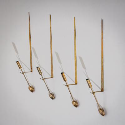 Pierre Forssell Set of Four Brass Wall Candle Holders Mod 607 by Pierre Forssell for Skultuna
