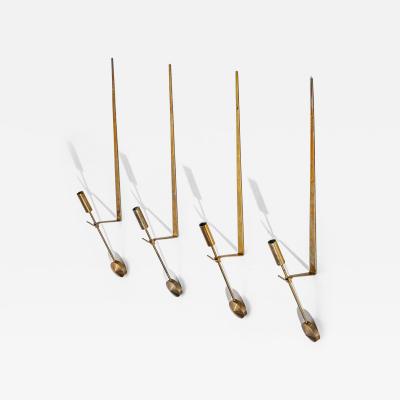 Pierre Forssell Set of Four Brass Wall Candle Holders Mod 607 by Pierre Forssell for Skultuna