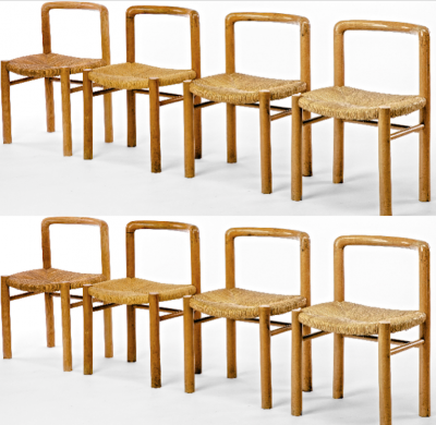 Pierre Gautier Delaye Gautier Delaye exceptional set of 8 alp style dinning chairs