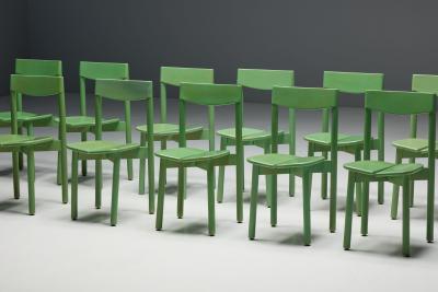 Pierre Gautier Delaye Green Coffee Bean Dining Chairs by Pierre Gautier Delaye France 1965