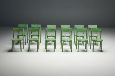 Pierre Gautier Delaye Green Coffee Bean Dining Chairs by Pierre Gautier Delaye France 1965