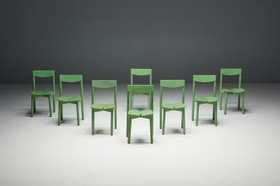 Pierre Gautier Delaye Green Coffee Bean Dining Chairs by Pierre Gautier Delaye France 1965